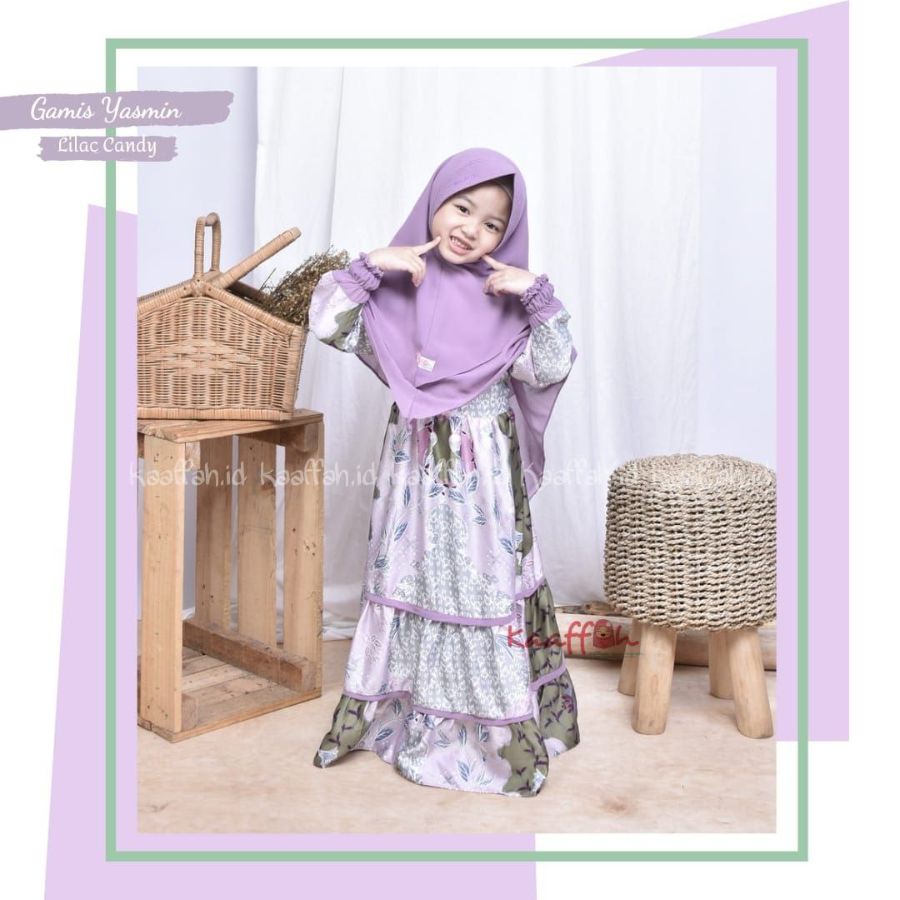 Gamis kaaffah yasmin lilac candy