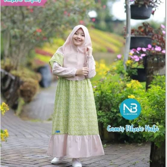 Gamis nubi etnik hijau M