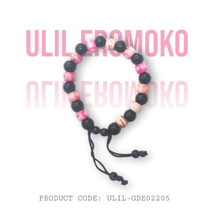 GELANG DEWASA TALI MOTE HITAM PINK