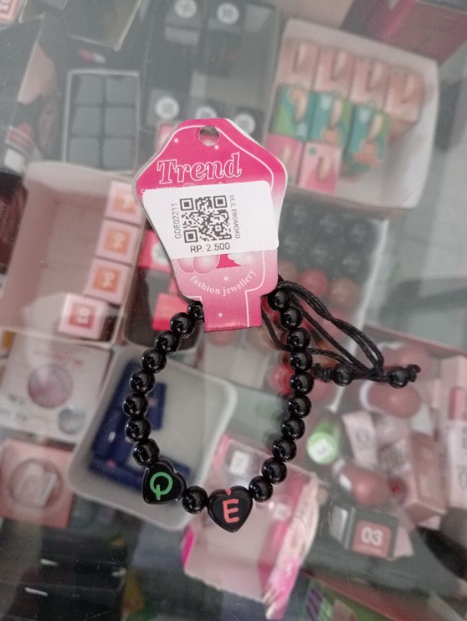 GELANG DEWASA TALI MOTE HURUF W/T HITAM UNGGU