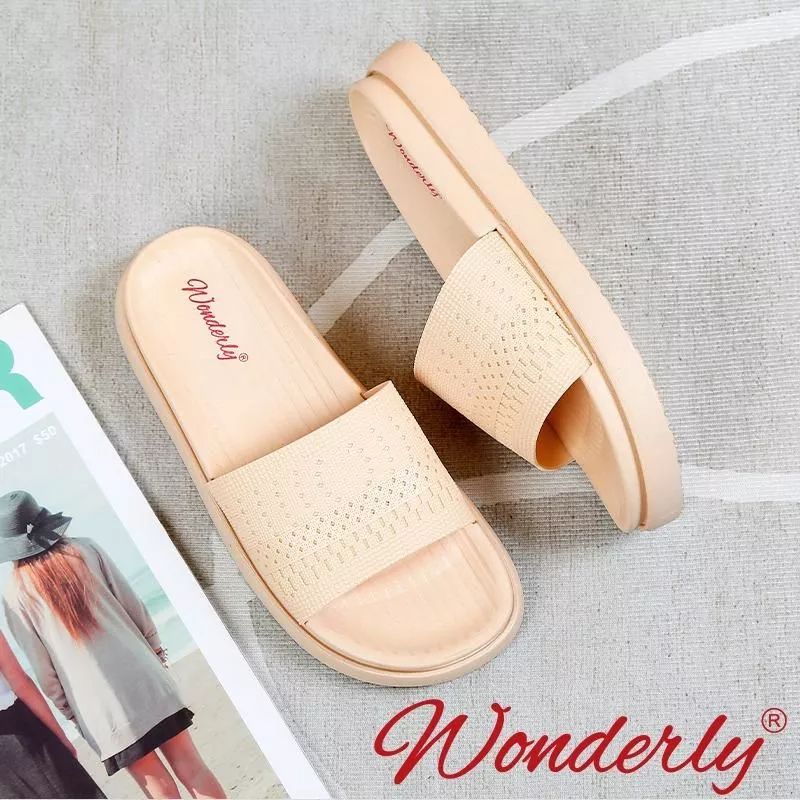  2001-WL3 WONDERLY Sandal Jelly Wanita Wonderly / Sendal Selop Karet Wanita / Sandal Slides Wanita / Sandal Rajut Wanita / Sendal Slides / Sandal Rumah Karet / Sandal Santai Variasi: CREAM,40/41 (25.3
