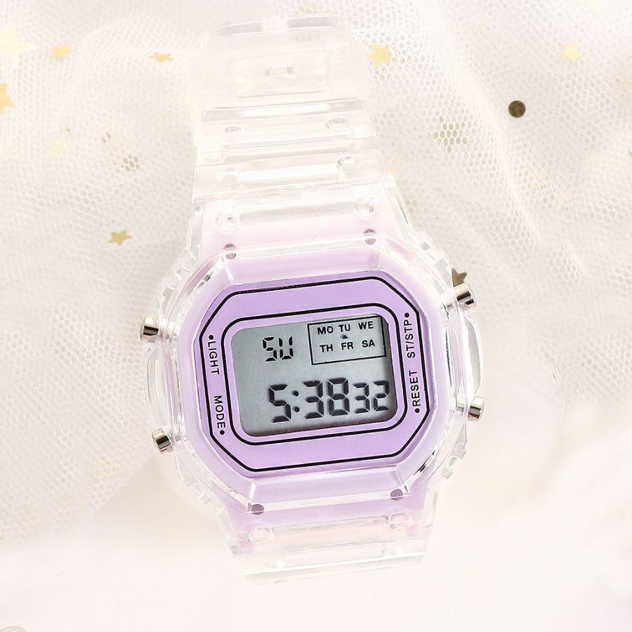  Jam Tangan Wanita A0070 Versi Korea Jam Tangan Transparan Tahan Air Sederhana Variasi: ungu