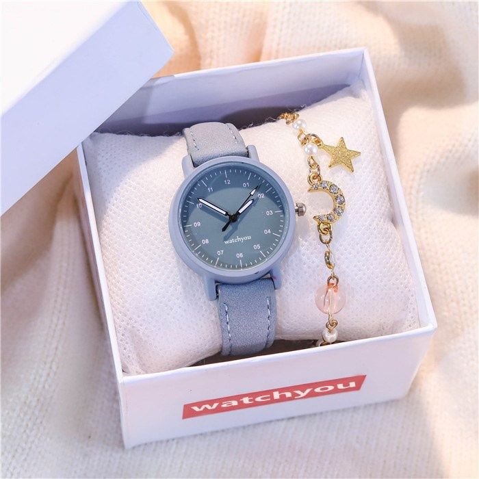  Jam Tangan Wanita A0160 Jam tangan tahan air gaya Hong Kong kecil yang segar Variasi: Biru muda
