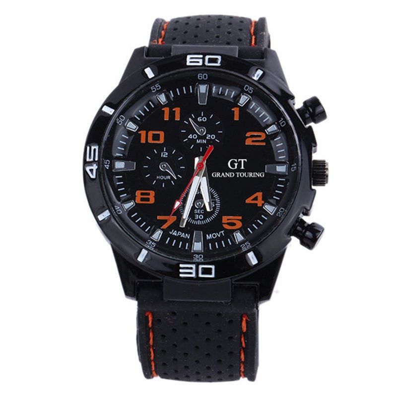 Jam Tangan Pria A0129 Jam Tangan Militer Kuarsa Silikon Variasi: jeruk