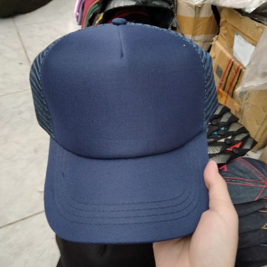 Topi Trucker Jala Polos Biru
