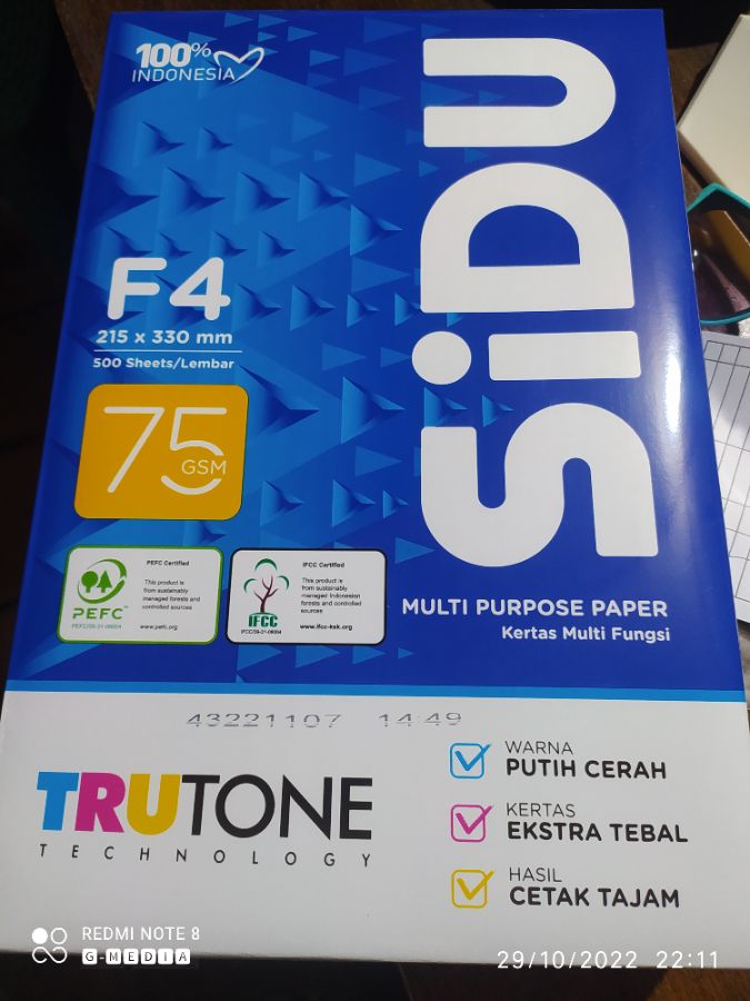 Kertas HVS F4 Sidu 75gr