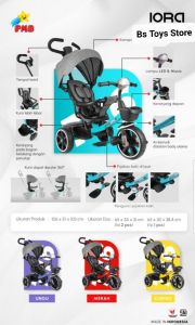 T 16 Biru Stroller sepeda Iora Fitur Komplit