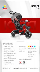 T 16 Merah Stroller sepeda Iora Fitur komplit