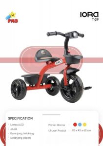 T 29 Merah Sepeda Roda 3 IORA Ban Karet