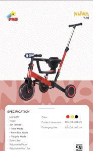 T 32 Merah Sepeda Stroller 3 in1 + Pengaman Lingkar