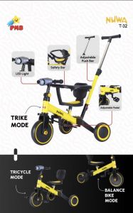 T 32 Kuning Sepeda Stroller 3 in 1 + Pengaman Lingkar