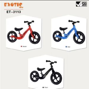ET 3113 Biru Sepeda Push Bike Balance Bike Sepeda Keseimbangan Ban Karet Pompa