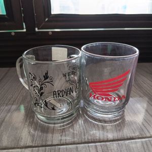 Gelas cangkir bening sablon minim 200 bj