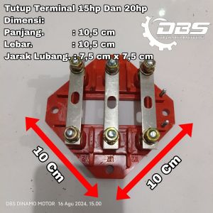 Terminal untuk dinamo 3 phase ( P 10,5cm, L 10,5cm, Jarak Lubang Baut 7,5cm ) 