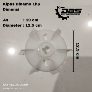 Kipas belakang untuk  dinamo 3 phase ( As = 19mm, DD = 10.8 cm, DL = 12.3 cm )