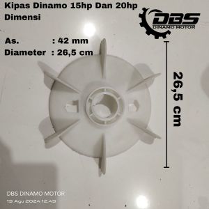 Kipas belakang untuk  dinamo 3 phase ( As = 42 mm, DD = 22 cm, DL = 26.5 cm )