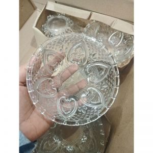 Mangkok kaca motif crystal mahkota isi 6 pcs free bubblewrap - mangkok kaki souvenir