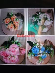 (60128) 6kuntum bunga mawar artificial daun vintage hiasan seserahan bahan mahar rustic