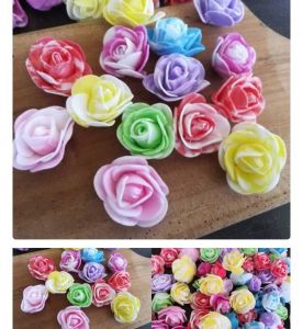 (perbiji) bunga mawar spon sembur 3,5cm aplikasi mahar scrapbook 