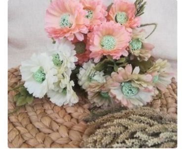 5KUNTUM BUKET BUNGA GARBERA DAUN VINTAGE  