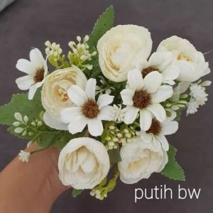 buket bunga egg peony rununculus kombinasi Aster artificial