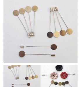 Perlusin(12pcs) peniti twispin plat polos gold silver bahan twispin aksesoris bros