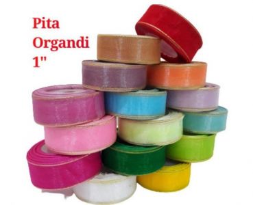 Pita kaca organdi list emas 1 inch (2,5cm)