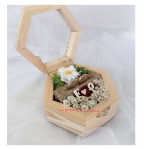 (RBR04) Ringbox hexagonal kotak cincin rustic 
