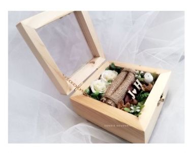 (RBR06) kotak cincin kayu rustic persegi ringbear kotak cincin seserahan mas kawin