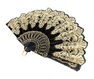 Kipas lipat Organza Mahkota gliter 