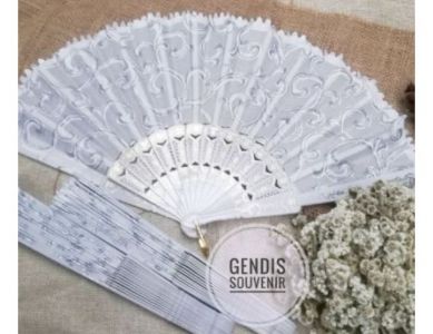 Kipas organza Gliter wallpaper Gagang putih