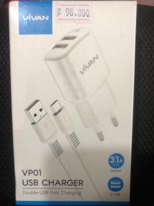 CHARGER MICRO FULL SET VIVAN VP01 3.1A PUTIH