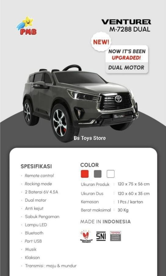 M 7288D Abu Mobil Toyota Innova Venturer Lisensi Double Dinamo no Garansi
