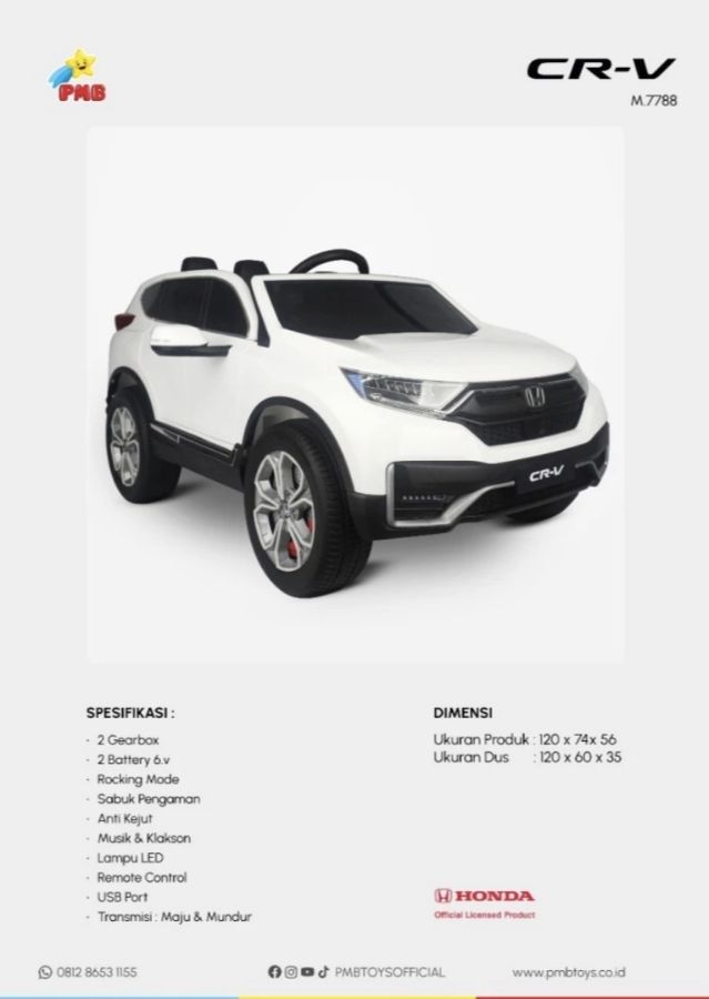 M 7788 Putih Mobil Honda CRV Double Dinamo Lisensi no Garansi
