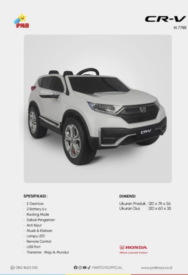 M 7788 Silver Mobil Honda CRV Double Dinamo Lisensi no Garansi