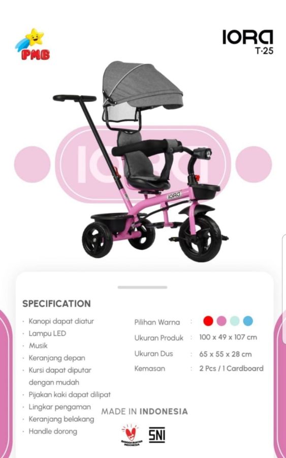 T 25 Pink Stroller Sepeda Iora
