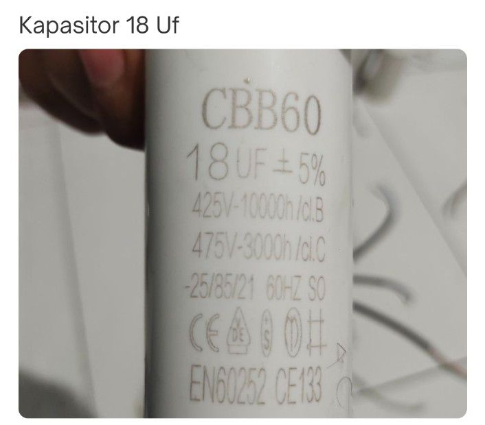 Kapasitor Running 18uF