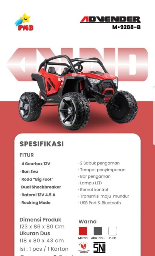 M 9288B Eva Merah Jeep Advender 4 WD Ban Karet