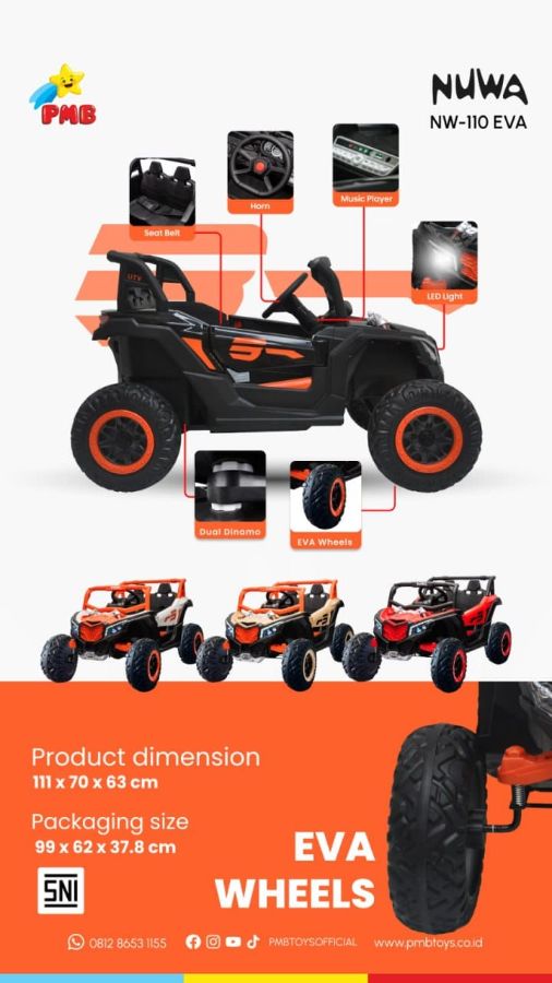 NW 110 Eva Putih Jeep Mini Maverick Double Dinamo Ban Karet
