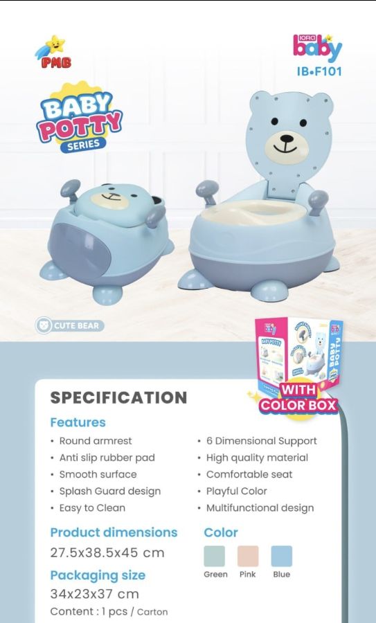 F 101 Hijau Baby Potty Bear Easy To Clean
