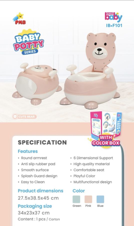 F 101 Pink Baby Potty Bear Easy To Clean