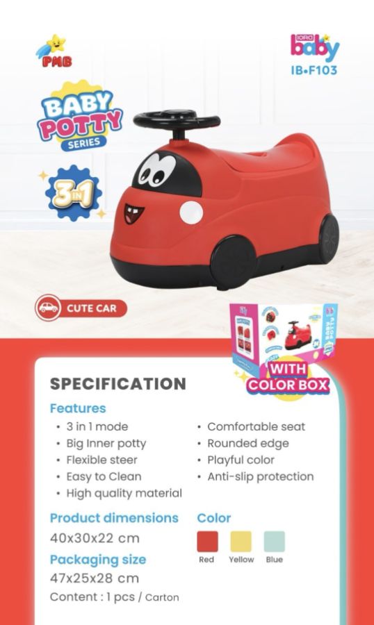 F 103 Merah Baby Potty Cartoon Easy To Clean