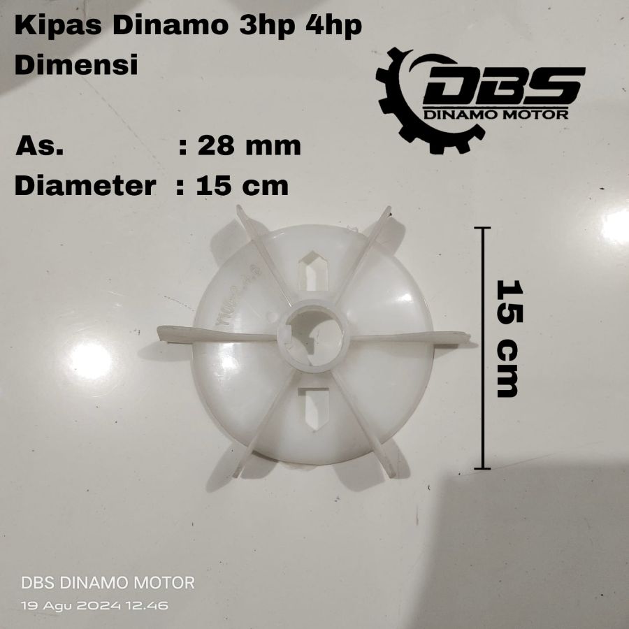 Kipas untuk dinamo 3 phase ( As 28mm, DL xxcm, DD xxcm )