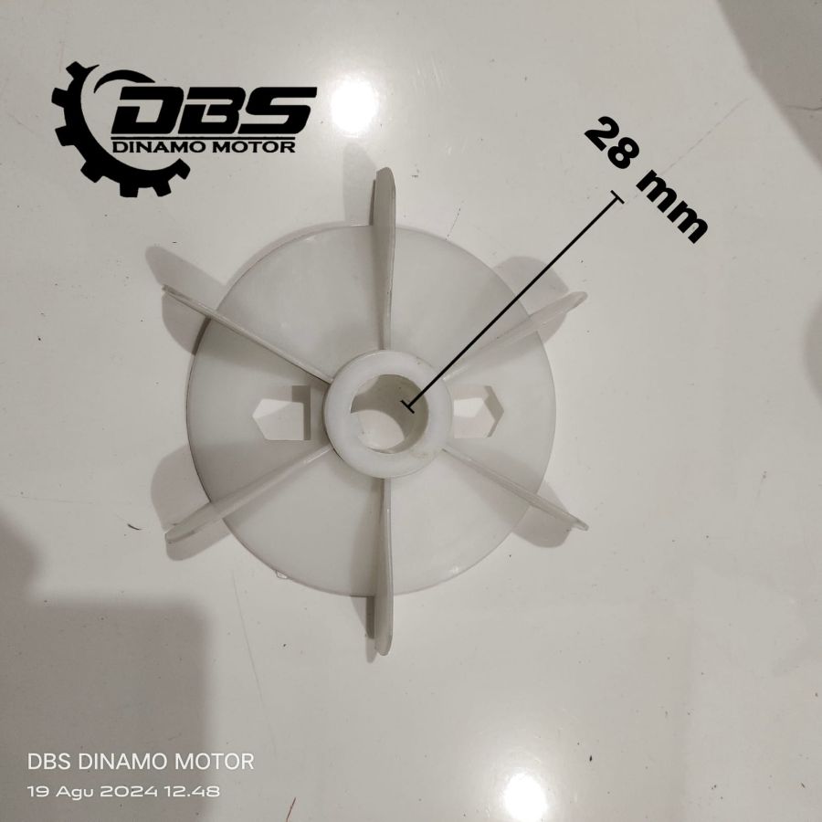 Kipas belakang untuk  dinamo 3 phase ( As = 28 mm, DD = 14.8 cm, DL = 18.5 cm )