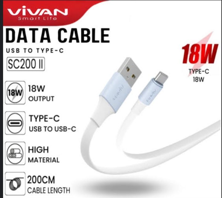 KABEL DATA TYPE-C VIVAN 2 METER SC200 II
