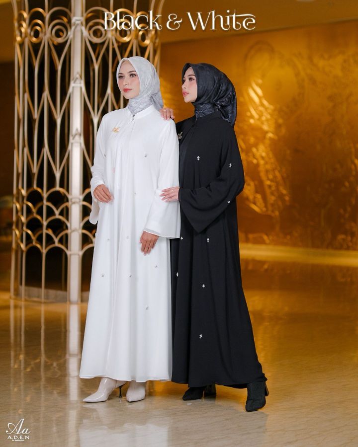 Abaya payet BY ADEN (BLACK &WHITE)