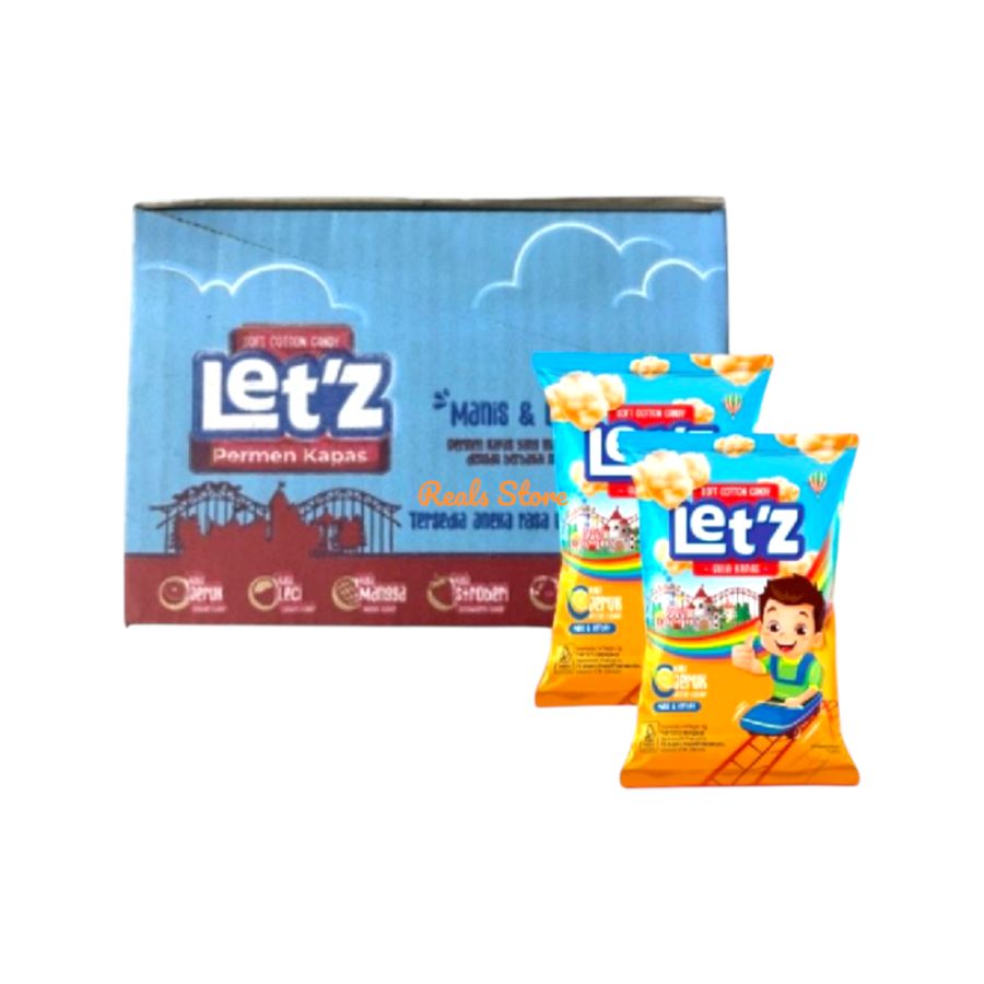 Letz Permen Kapas Rasa Jeruk 10gr