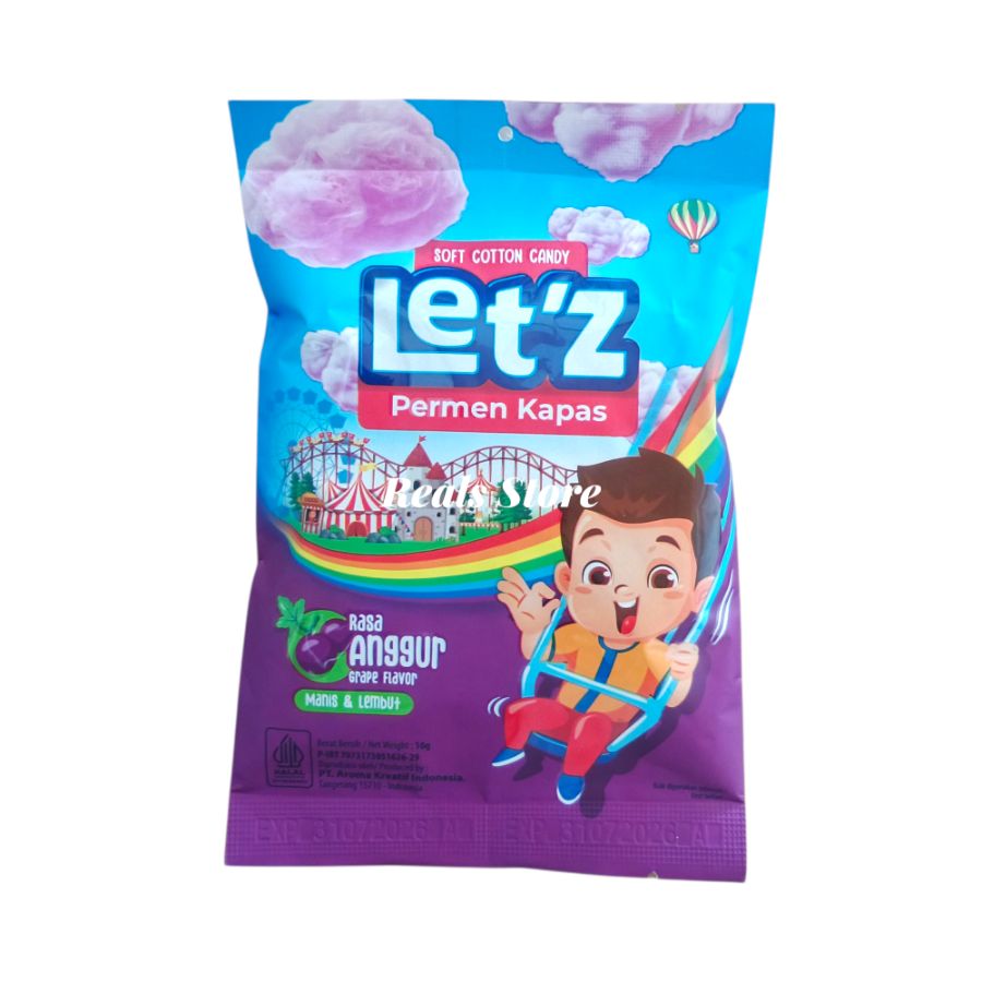 Letz Permen Kapas Rasa Anggur 10gr