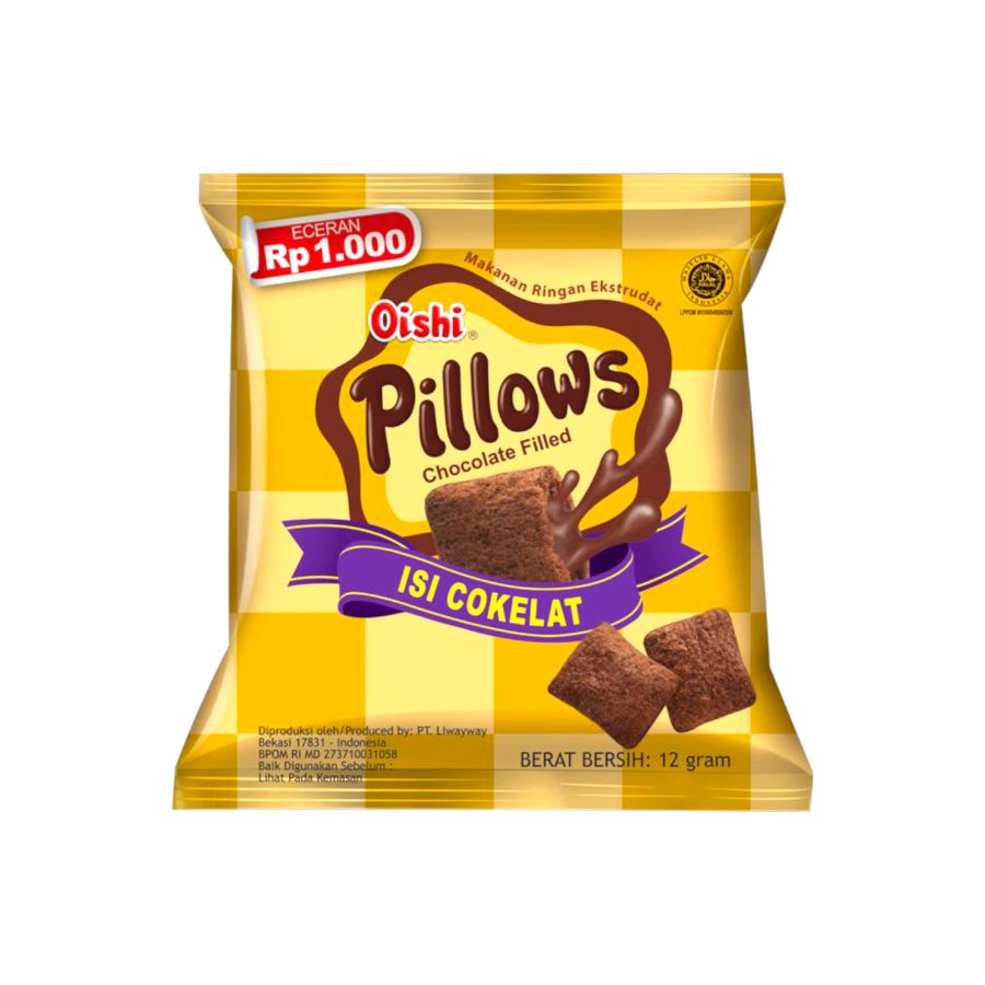 Oishi Pillows Chocolate Filled Isi Cokelat 12gr