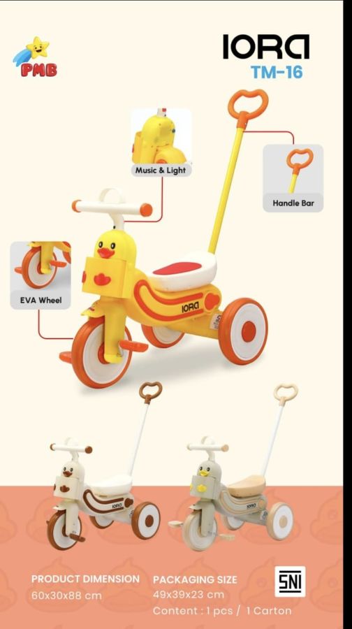 Sepeda Roda Tiga Anak Tricycle Bebek  Iora C TM 16 Ban Eva 